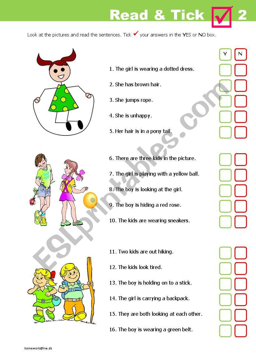 Read & Tick 2 worksheet