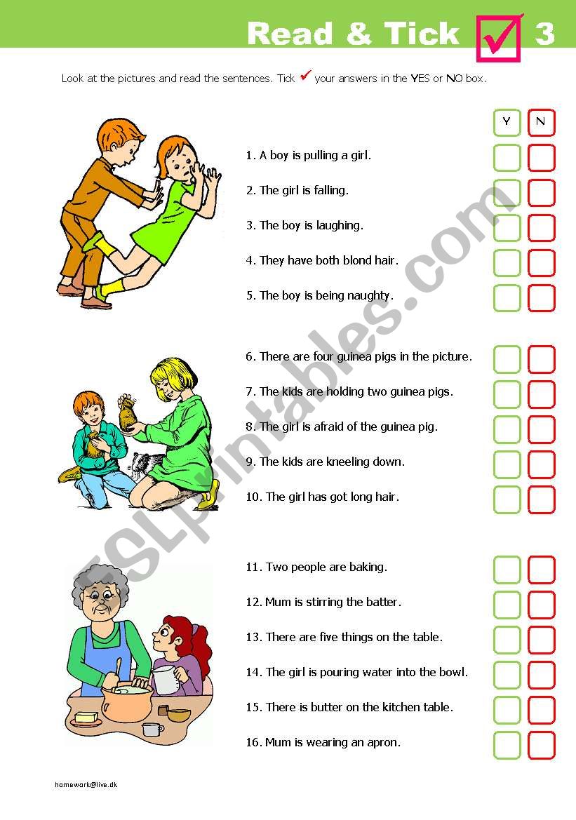 Read & Tick 3 worksheet