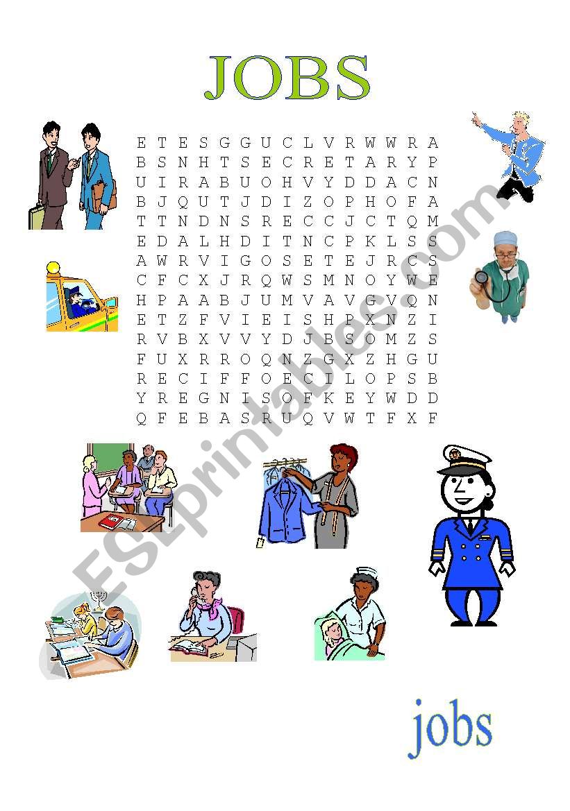 Crossword: Jobs worksheet