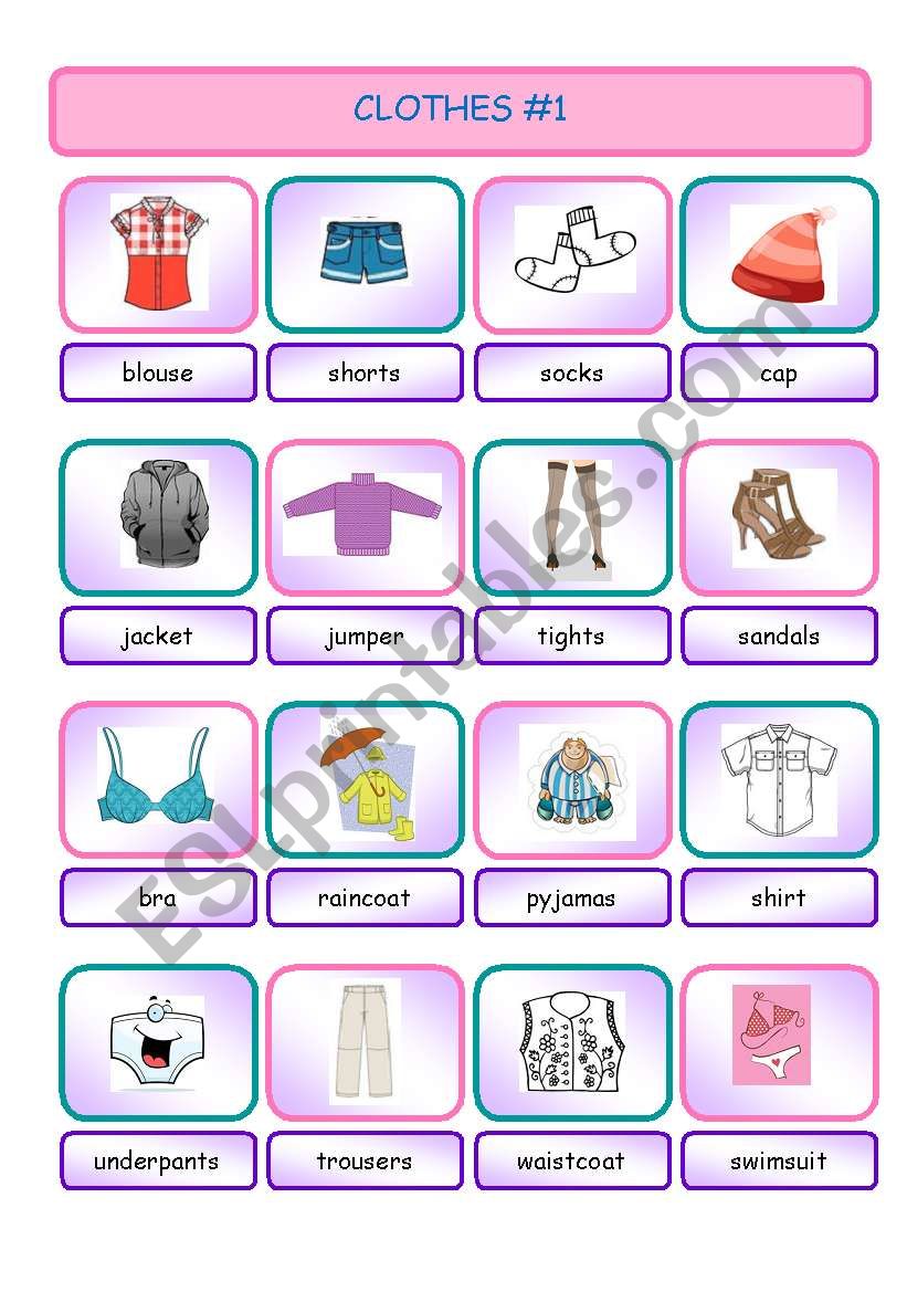 Clothes #1 worksheet