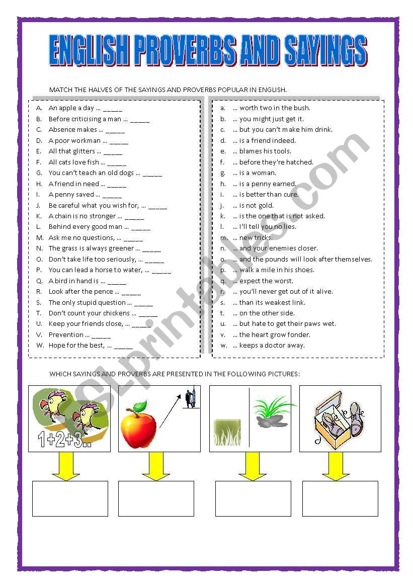 SAYING, PROVERBS, IDIOMS worksheet