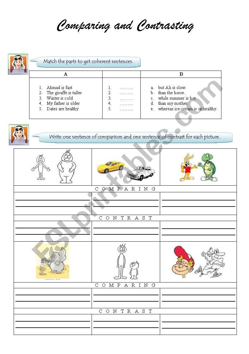 Comparing and Contrasting worksheet