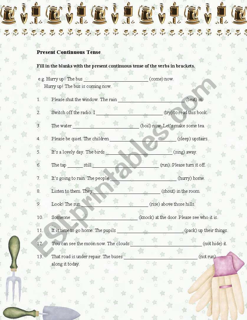 Present Continuous Tense worksheet