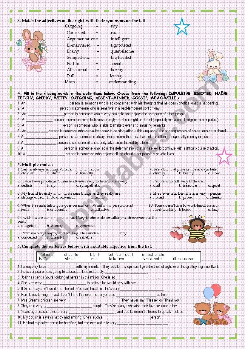 Personality Traits Esl Worksheet By Felixin
