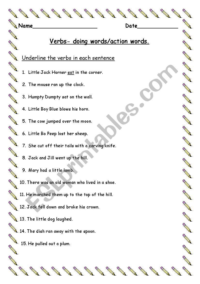 verbs worksheet