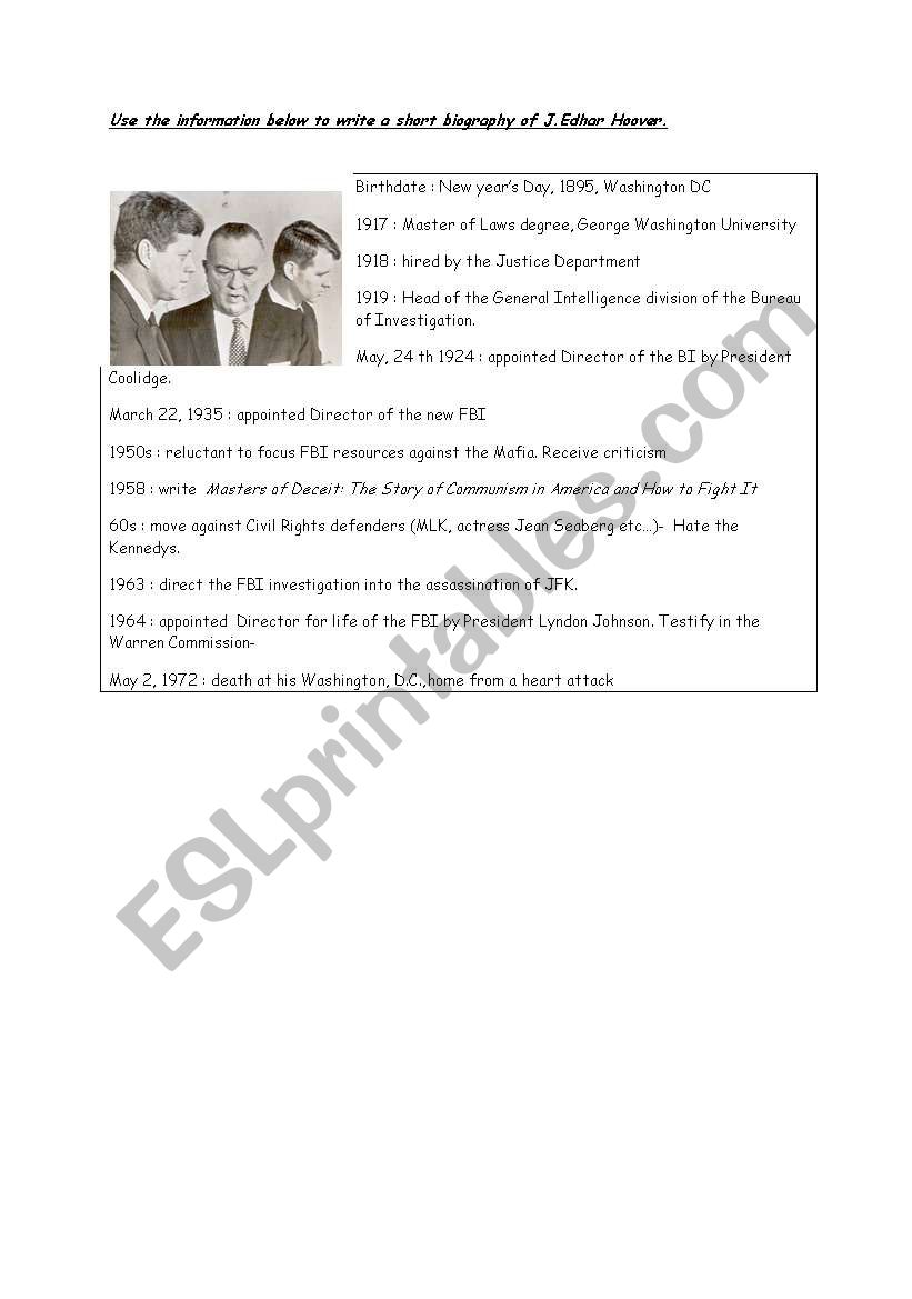 hoover biography worksheet