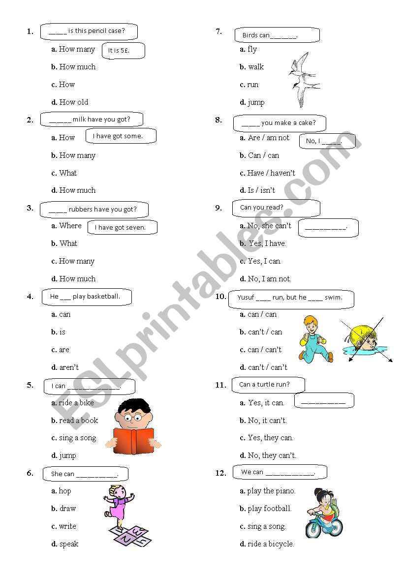 5th grade test worksheet