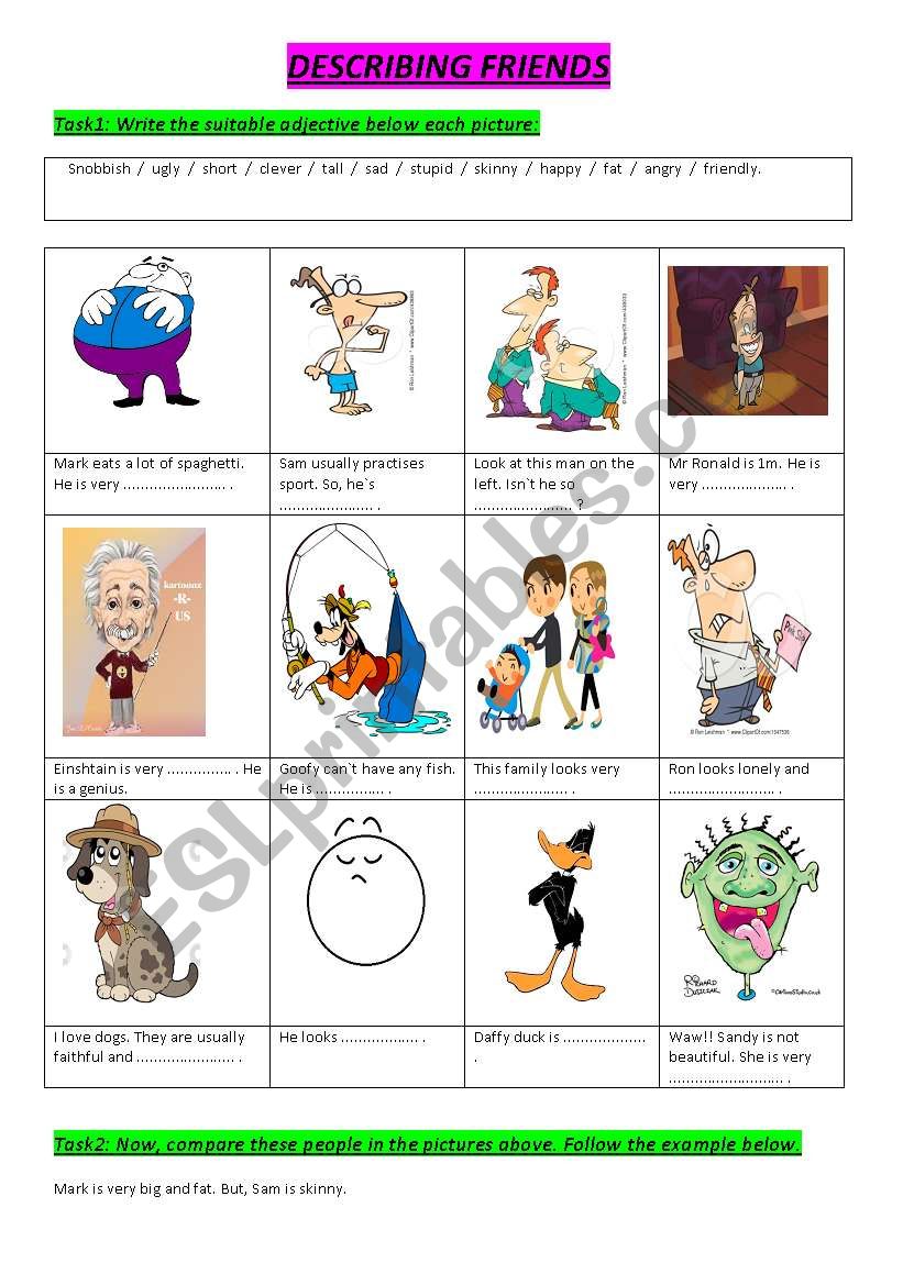 Describing Friends worksheet