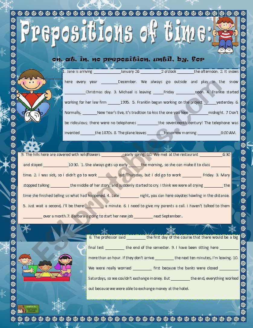 Prepositions of Time worksheet