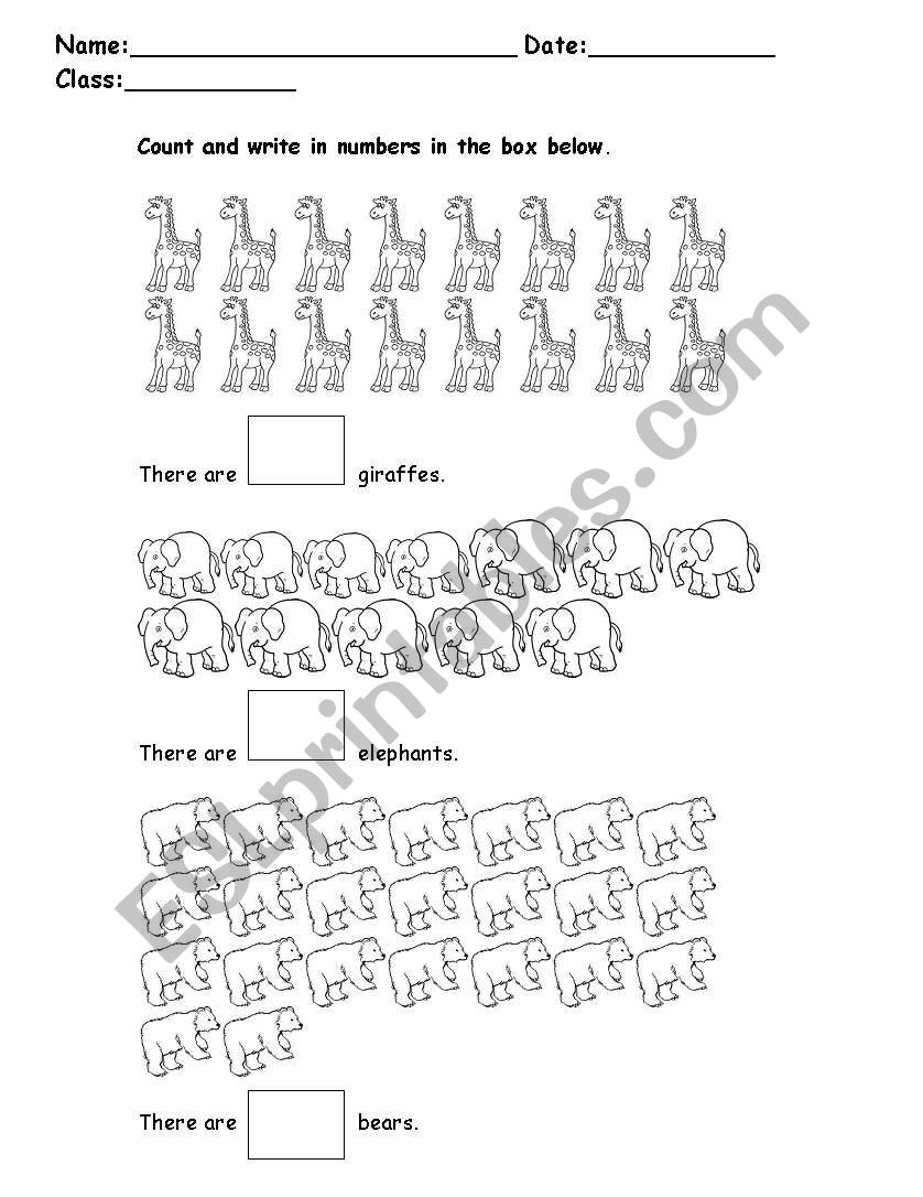Inseect numeracy worksheet
