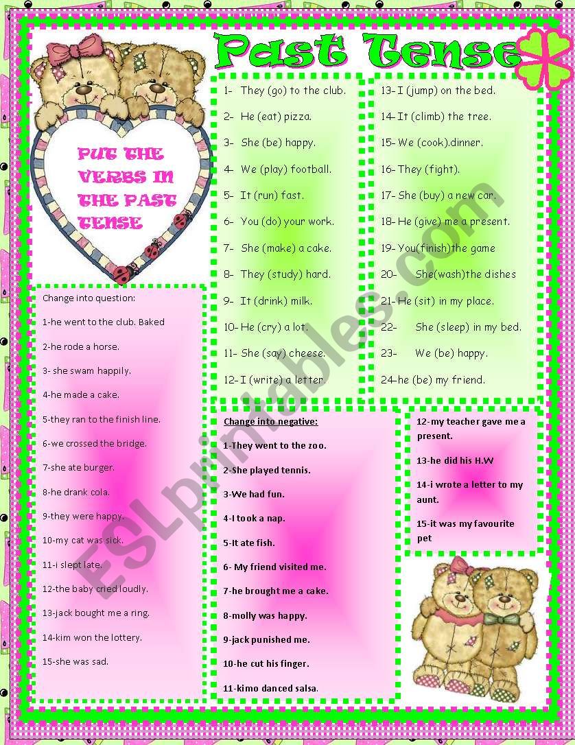 past tense worksheet