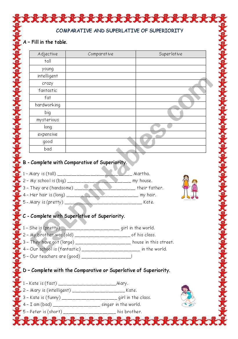 Degree of adjectives - exercises