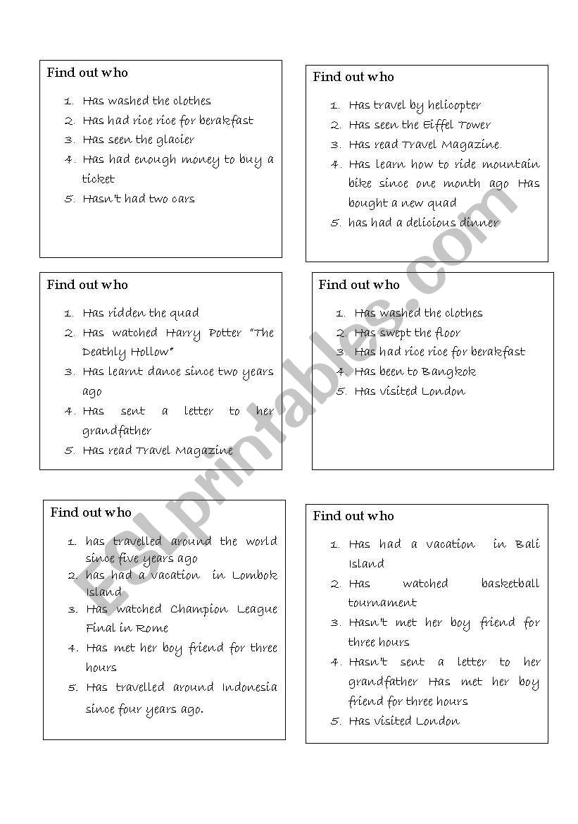 Games Find out worksheet