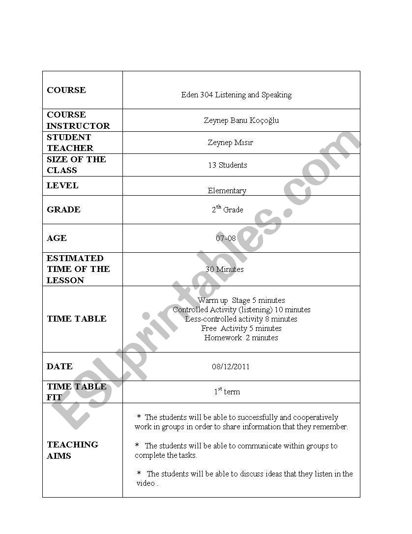 lesson plan worksheet