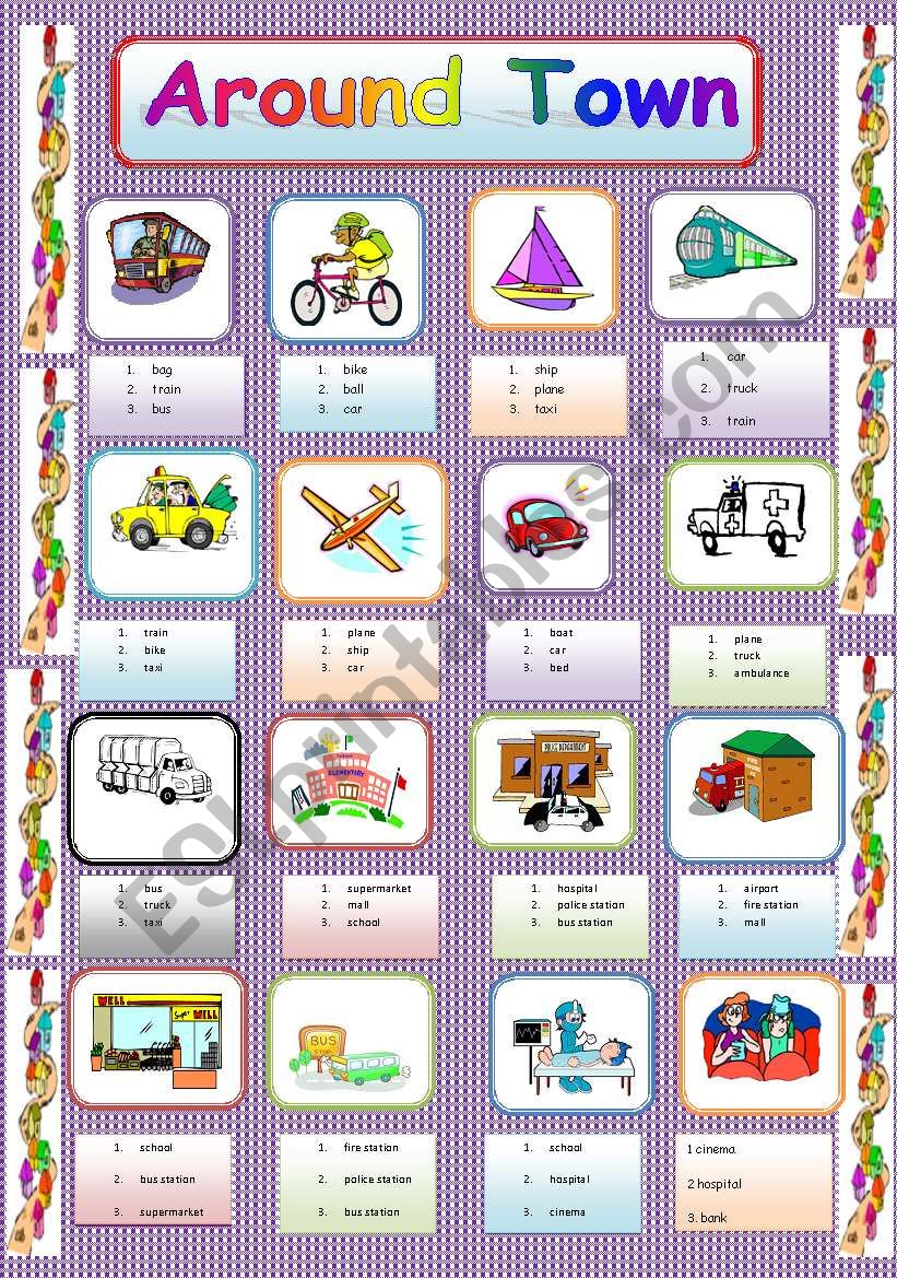 AROUND TOWN worksheet