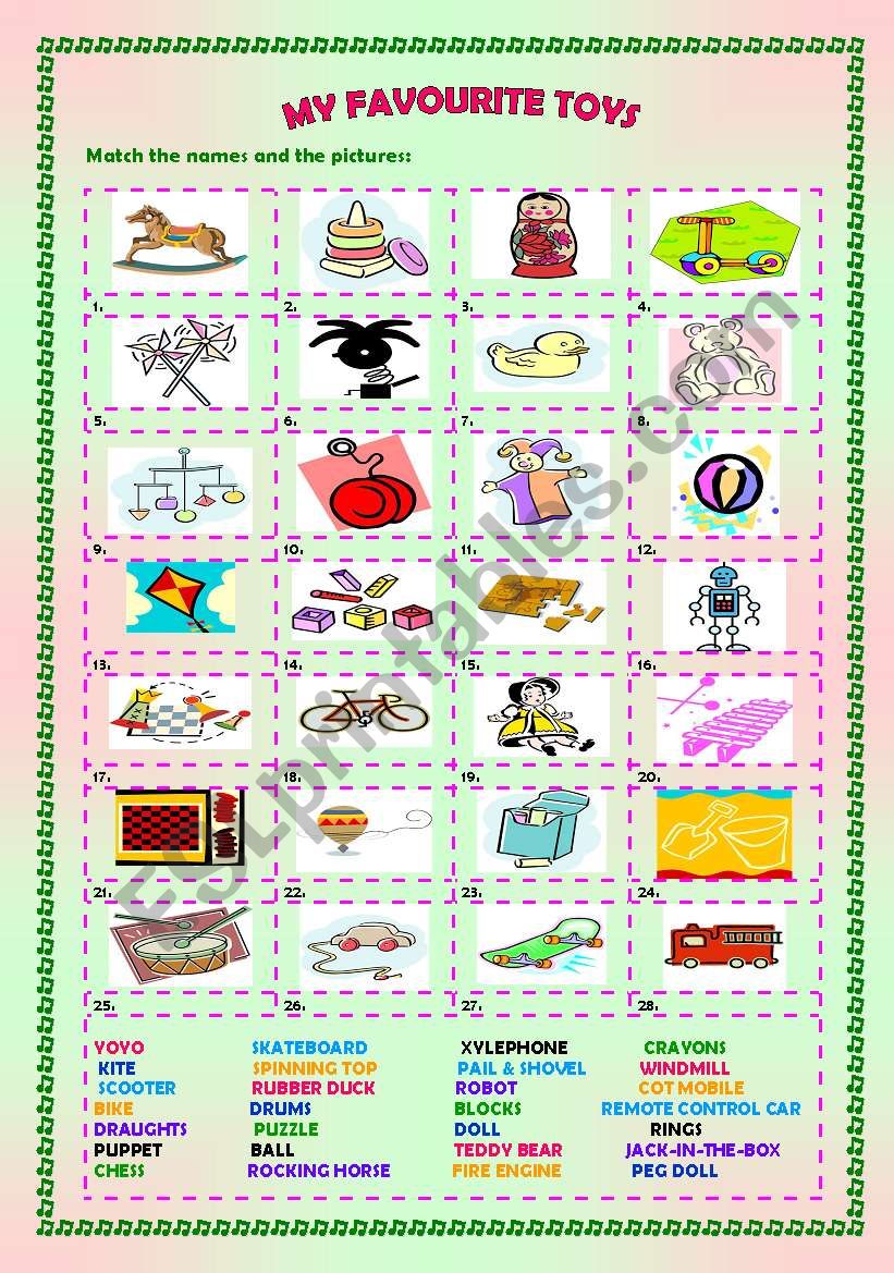 My favourite toys (+ key) worksheet