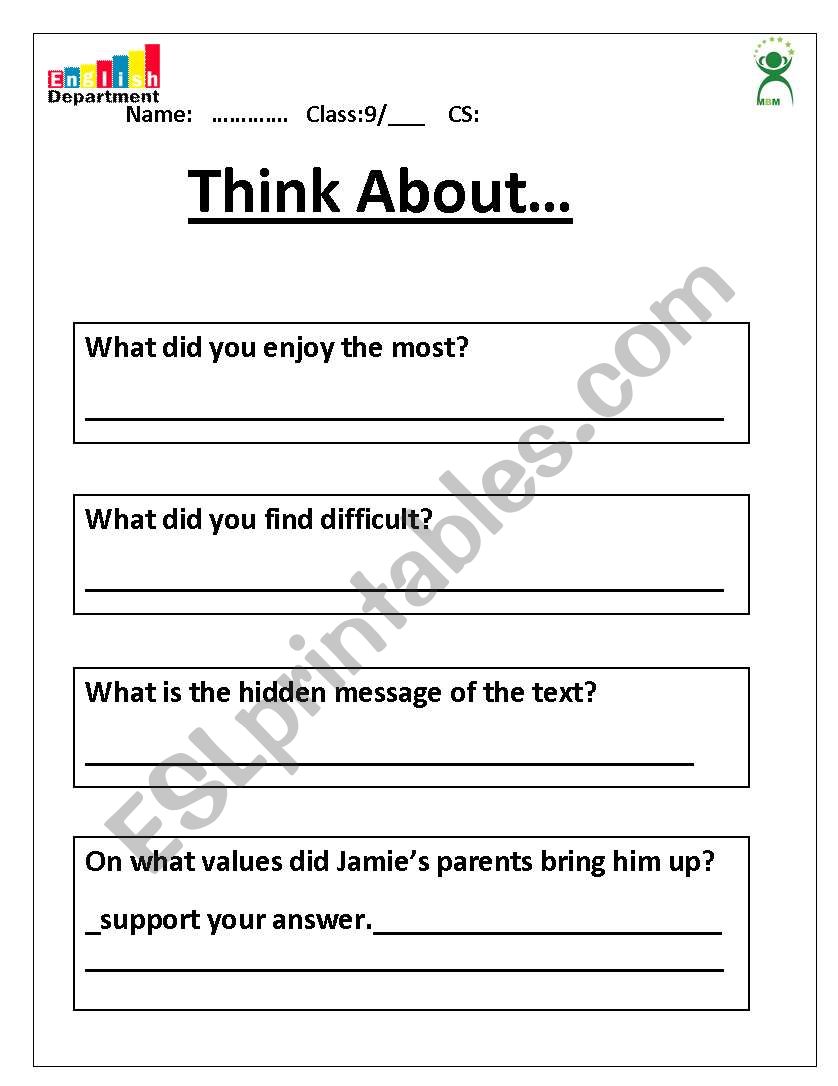 critical thinking questions worksheet