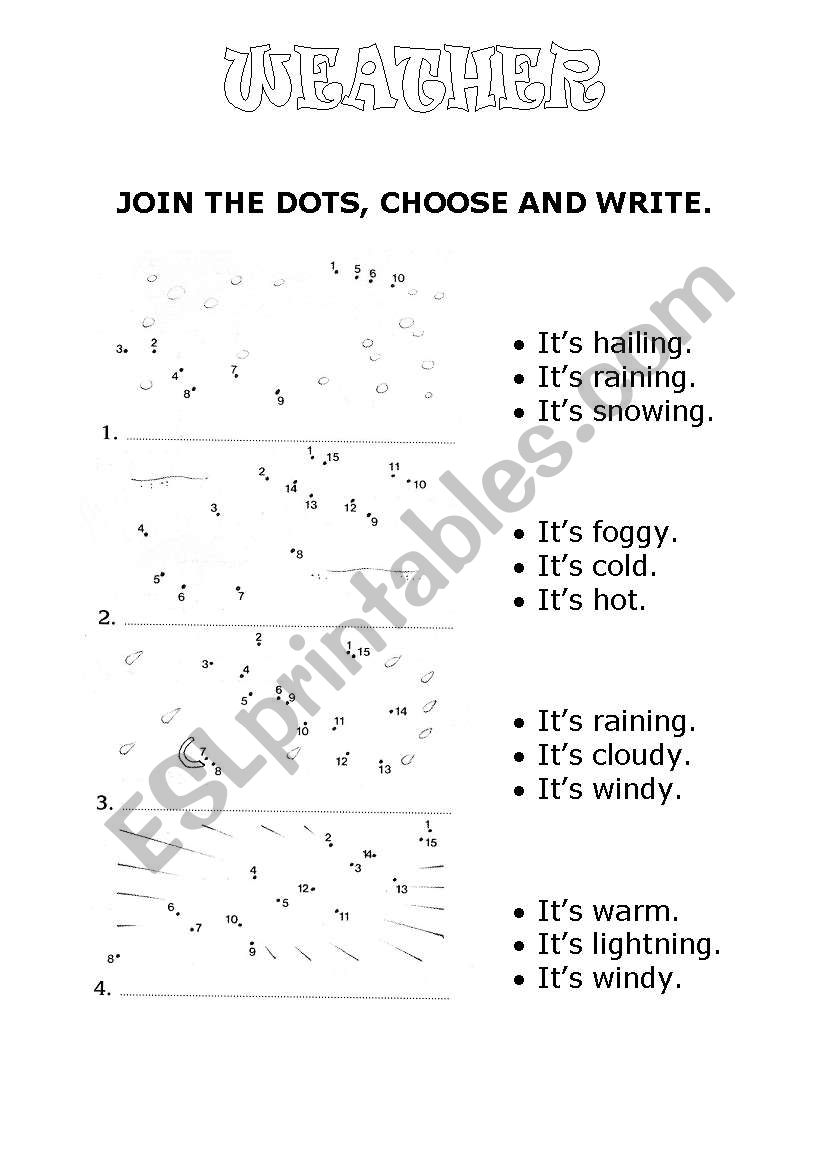 WEATHER - JOIN THE DOTS worksheet