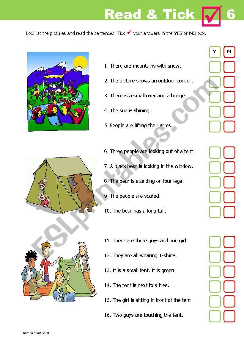 Read & Tick 6 worksheet