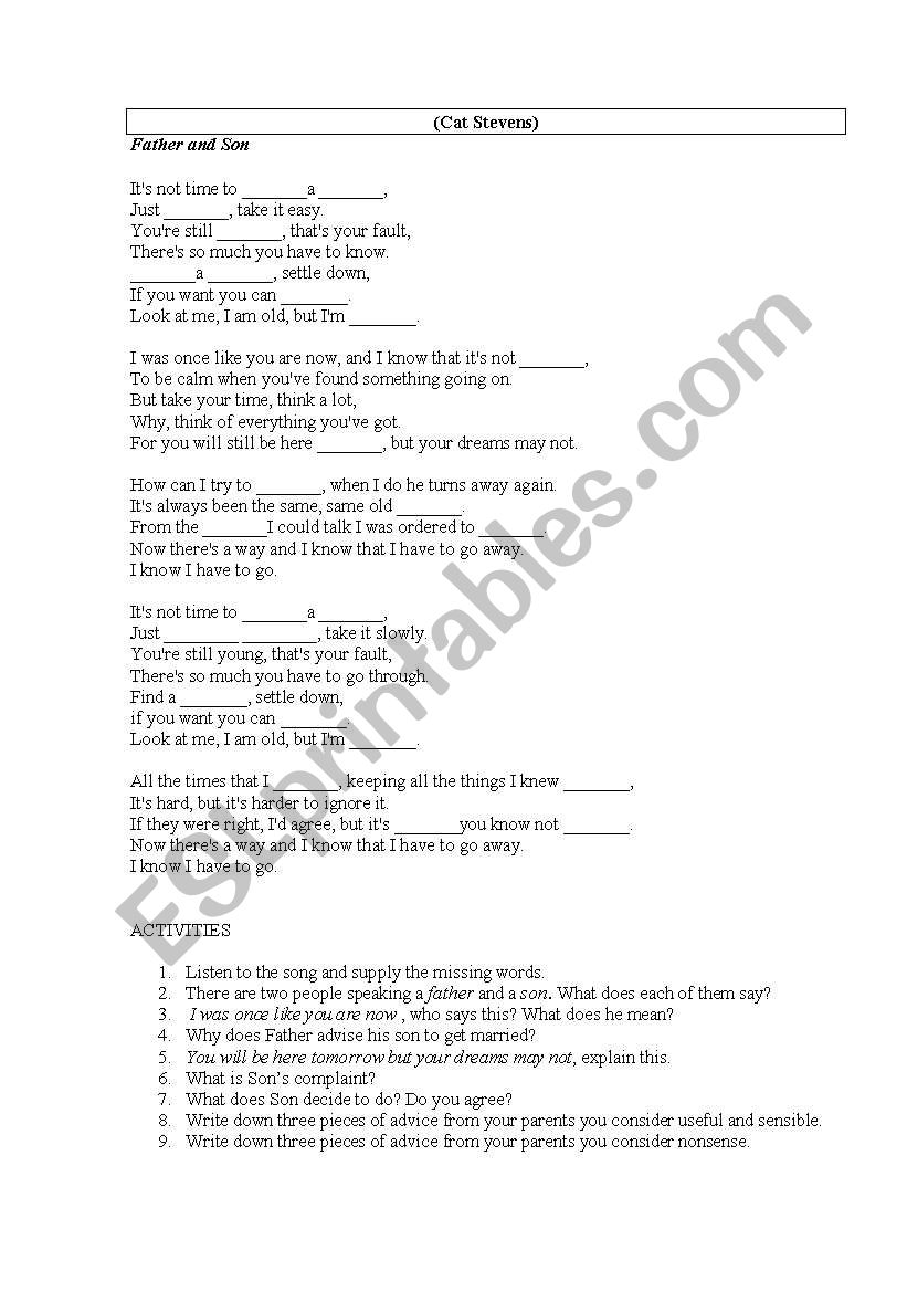 The Age Gap worksheet