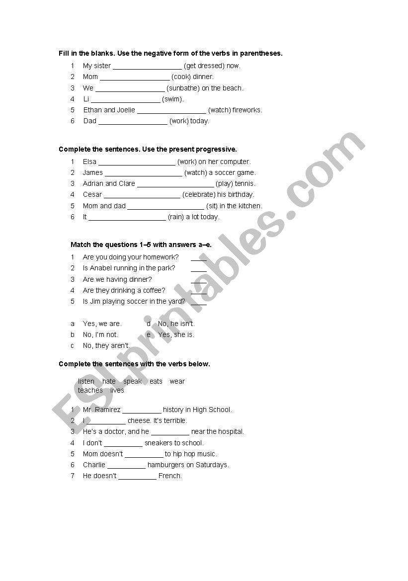 Simple present  worksheet