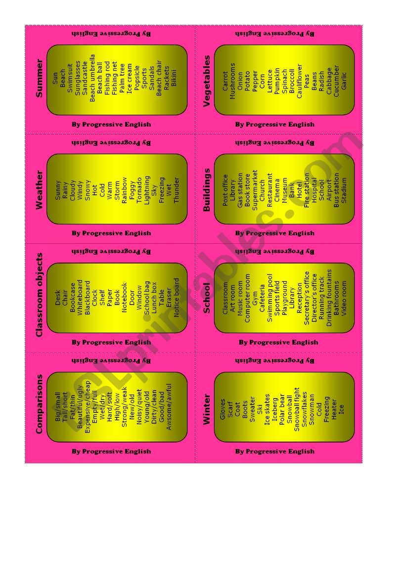 categories page 4 worksheet