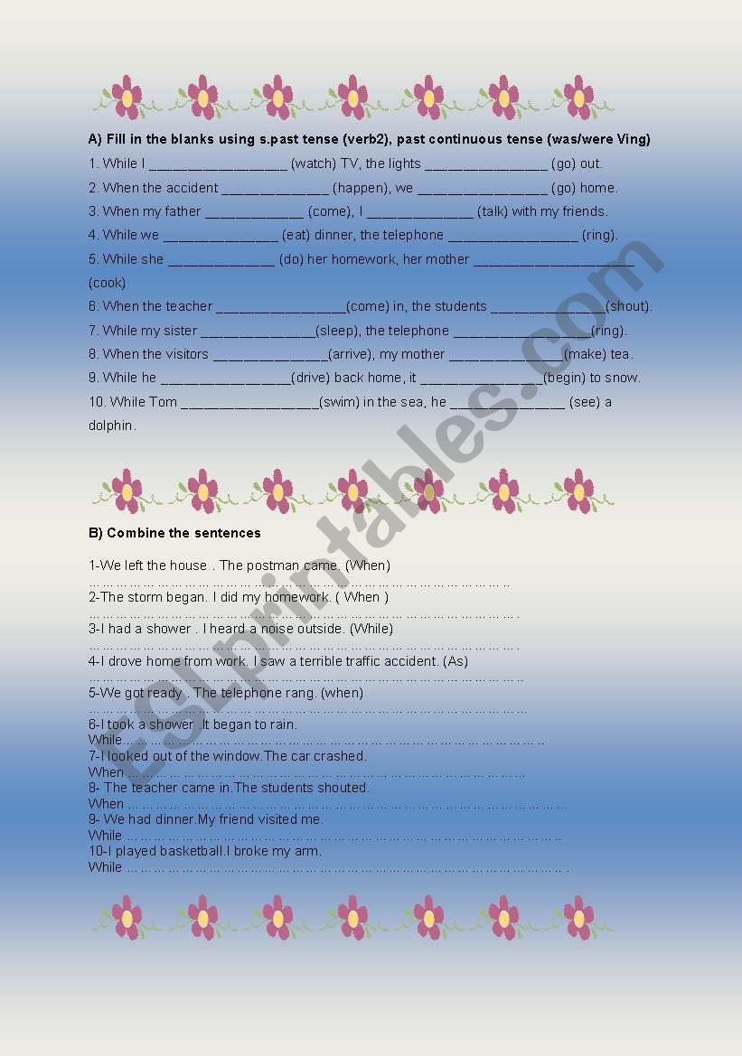 Revision Worksheet worksheet