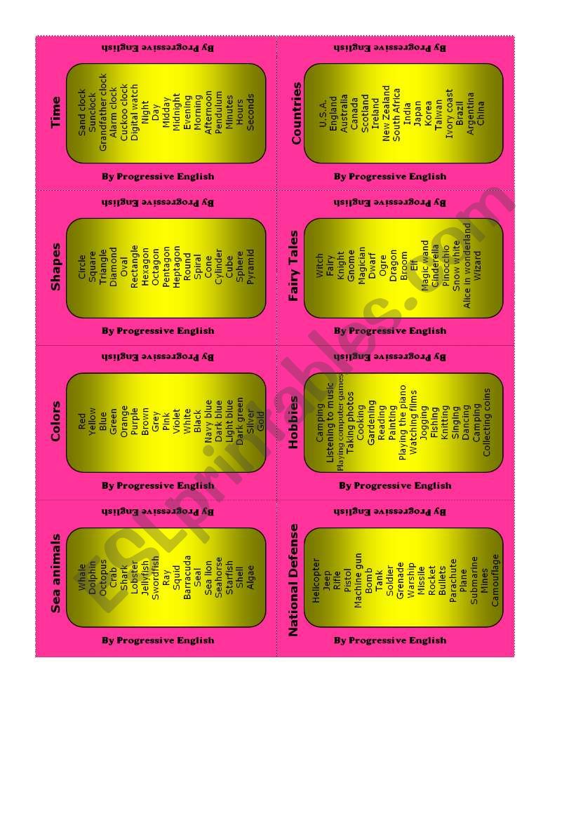 categories page 5 worksheet