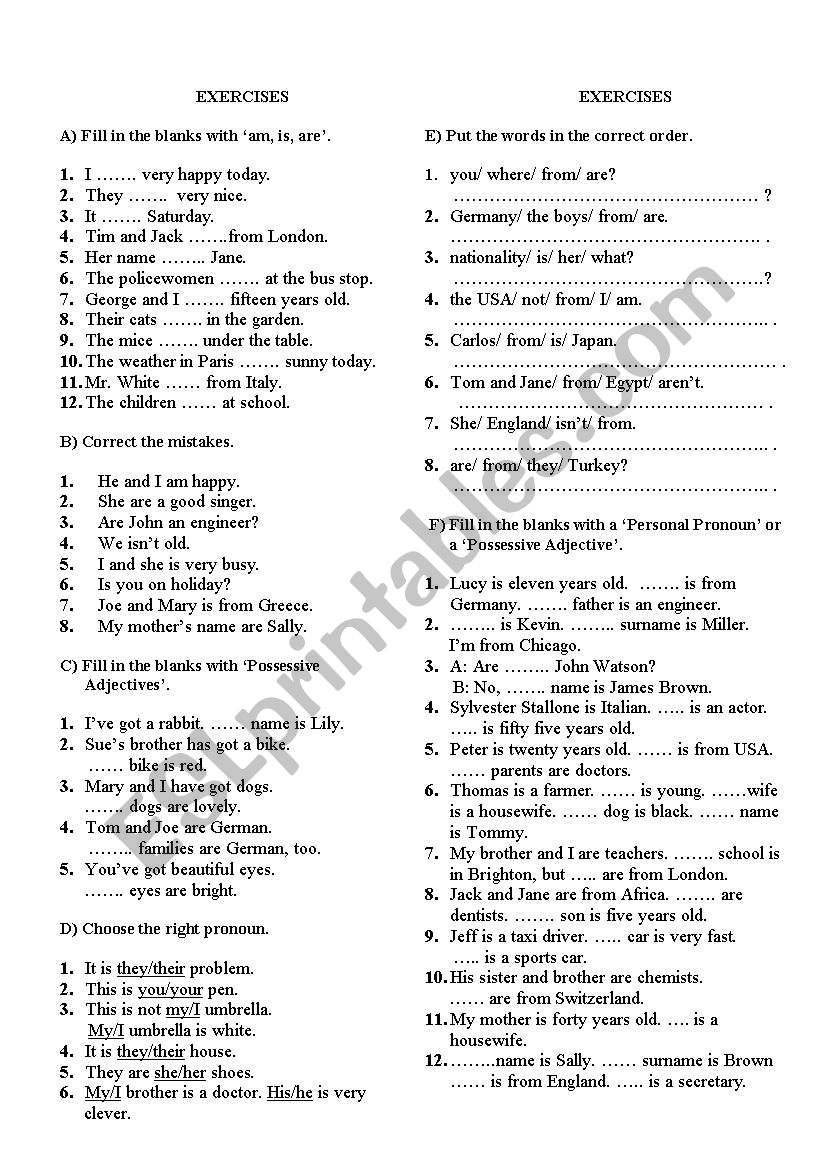 REVISION worksheet