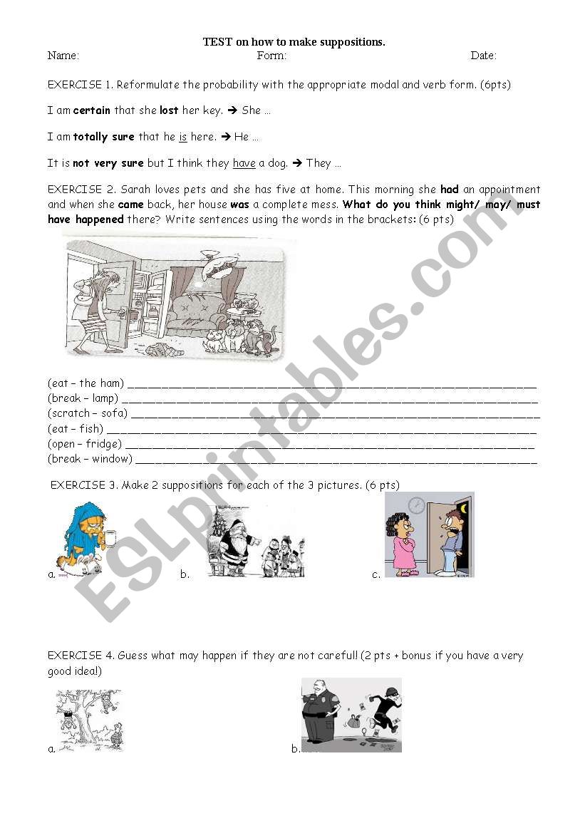 Probability past present and future. Exercices or test.