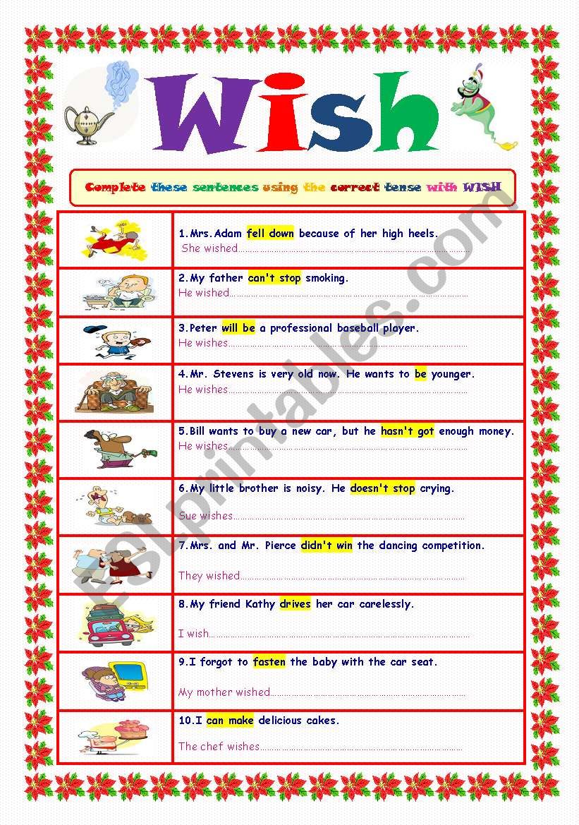 Wish Past Tense Worksheets