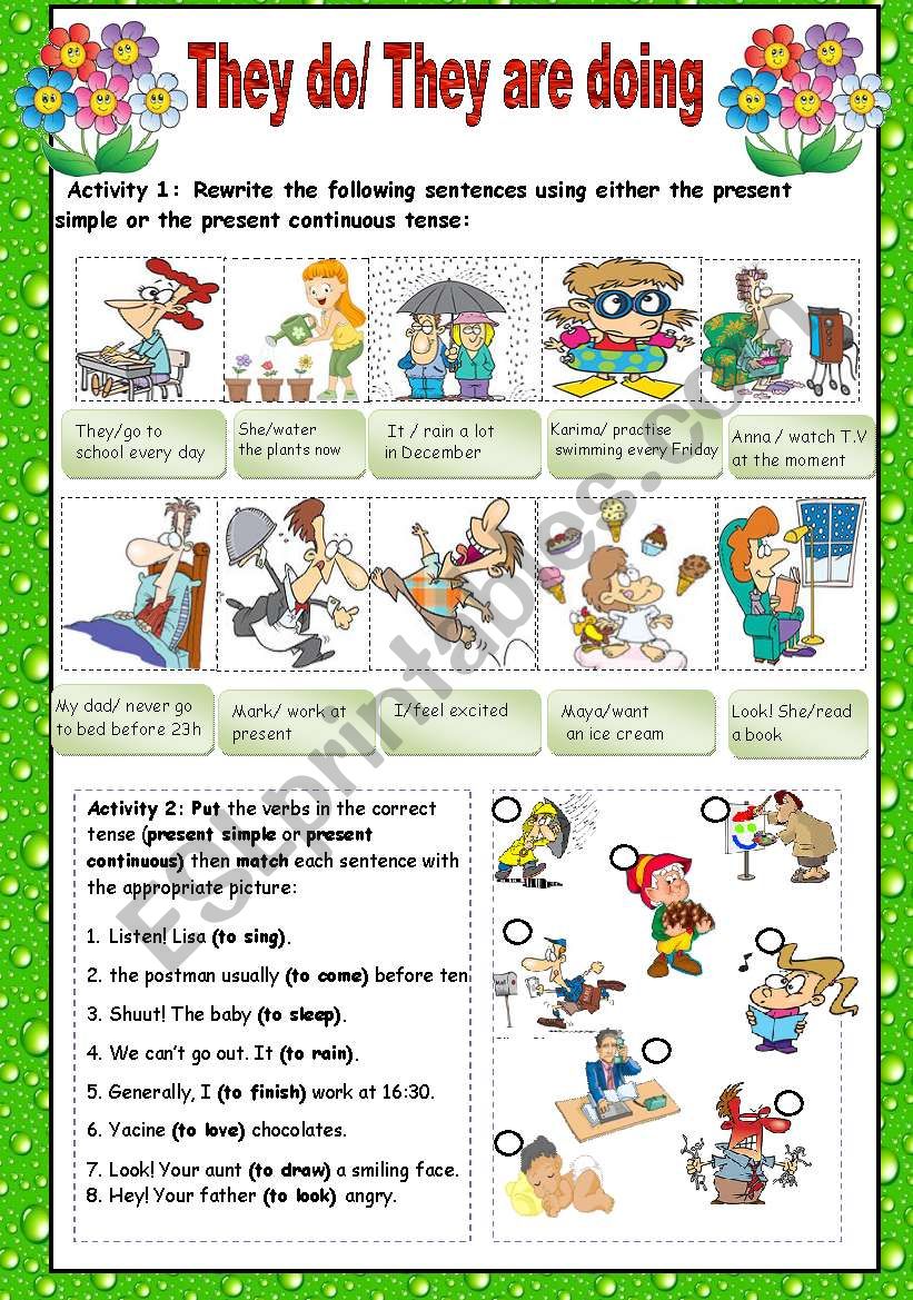 present simple or present continuous + key