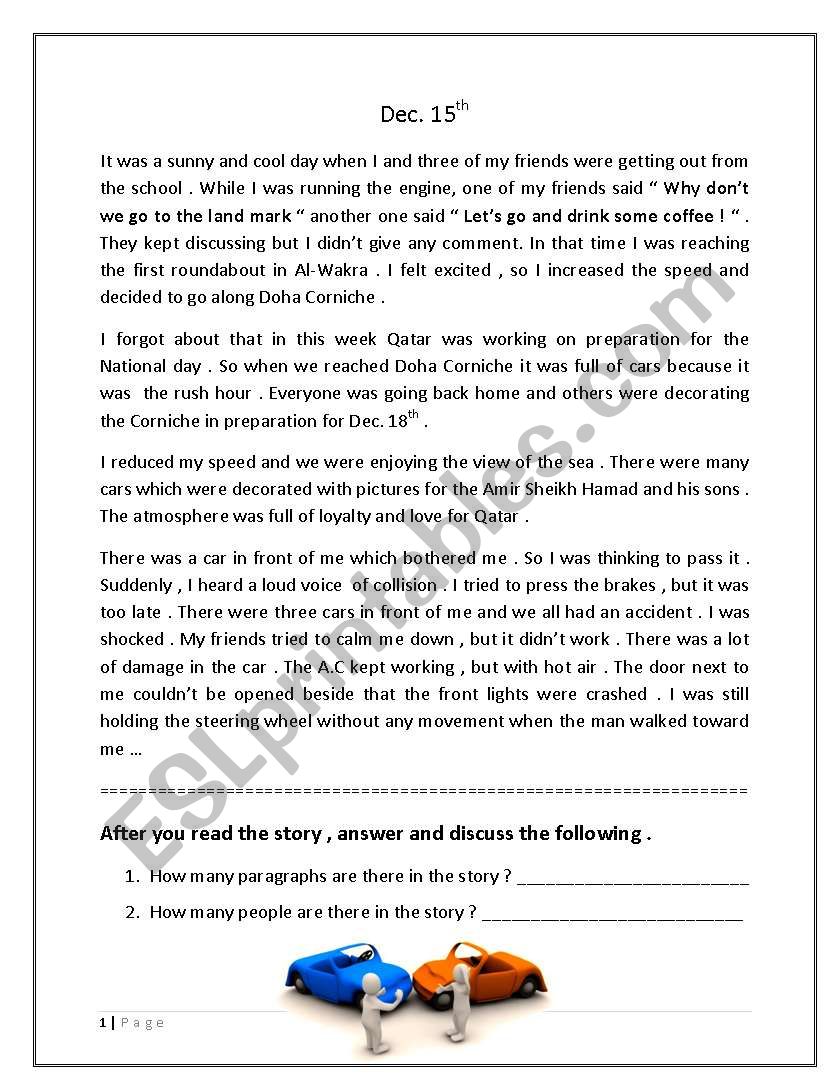 Reading comprehension worksheet