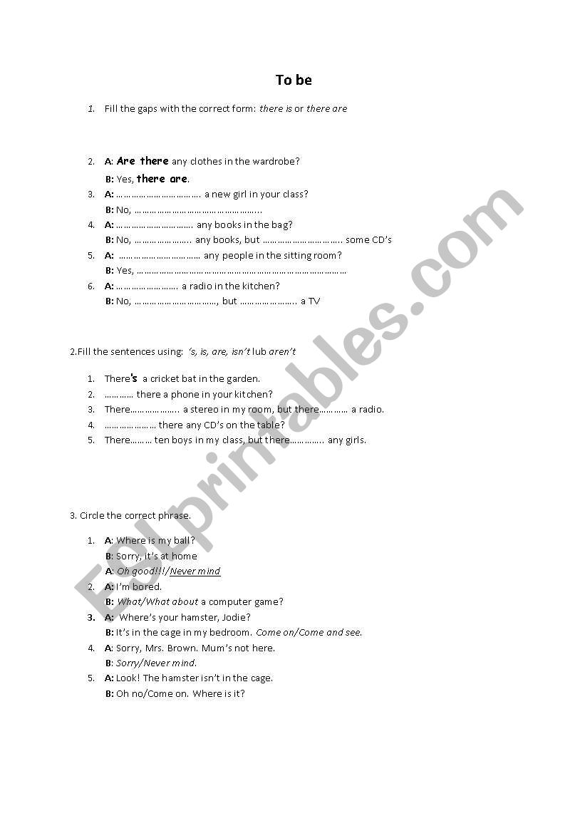 To be worksheet