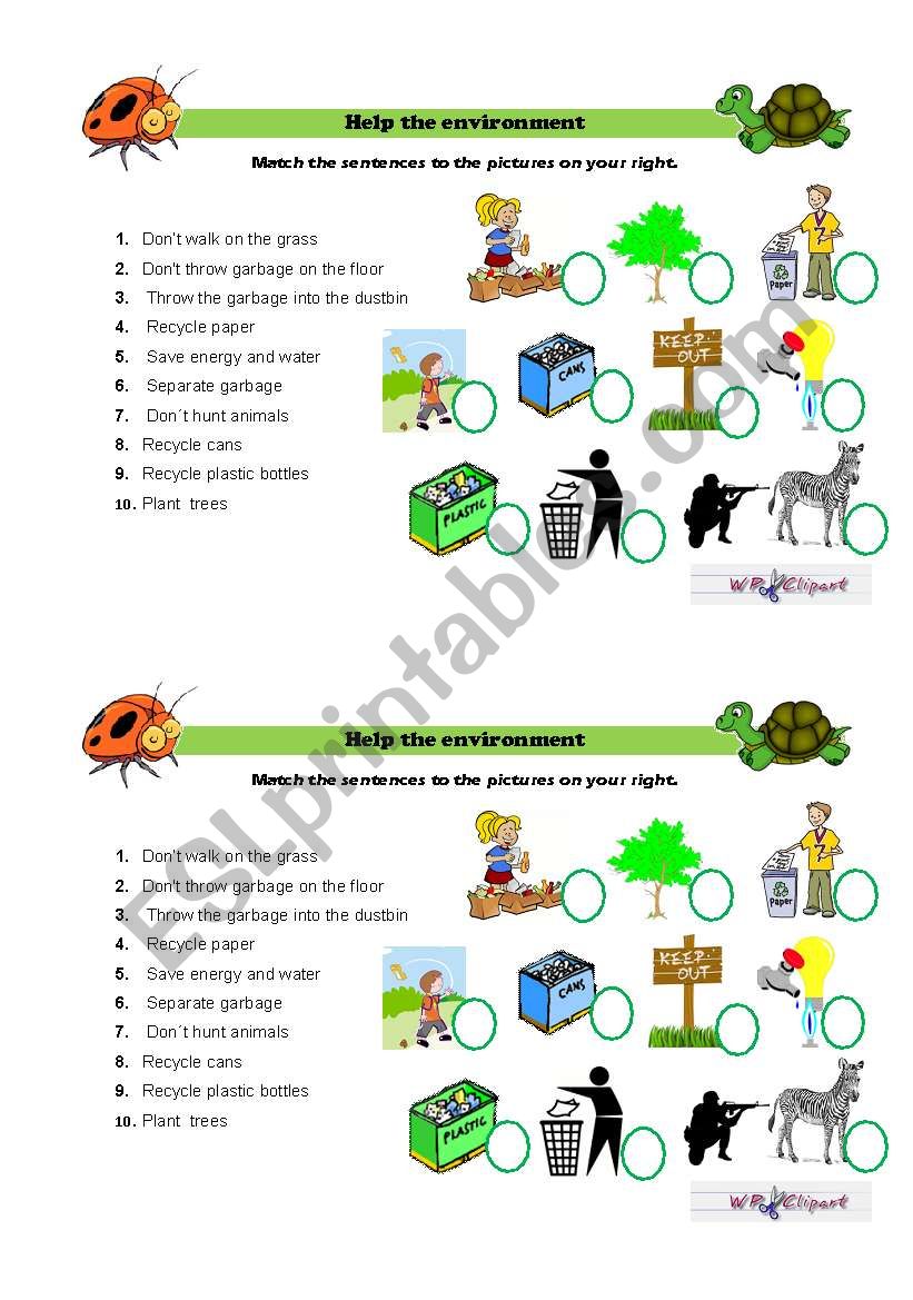 Help the environment worksheet