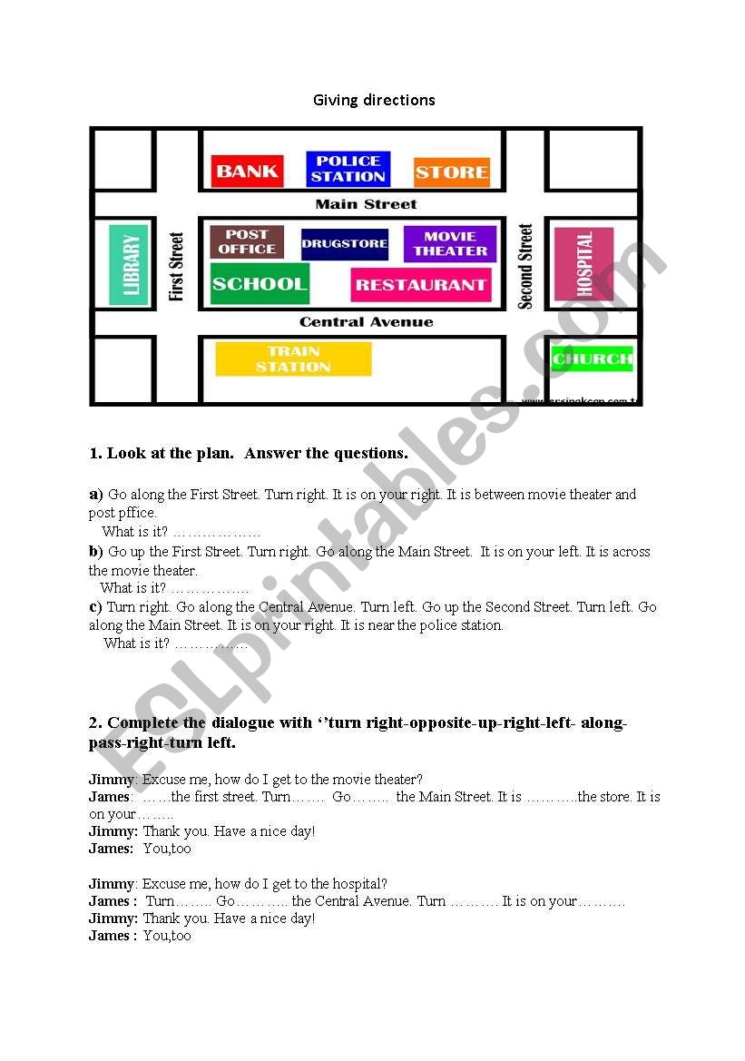 Giving Directions worksheet