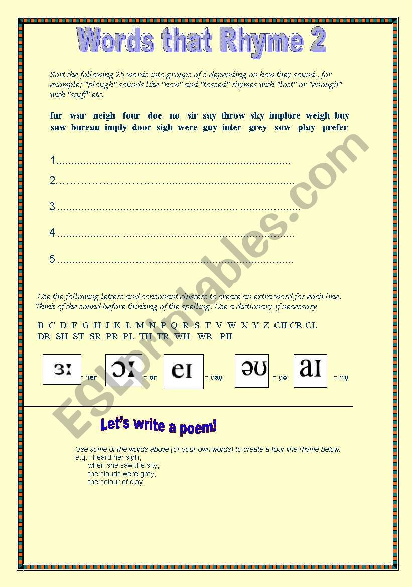 Words that Rhyme 2 worksheet