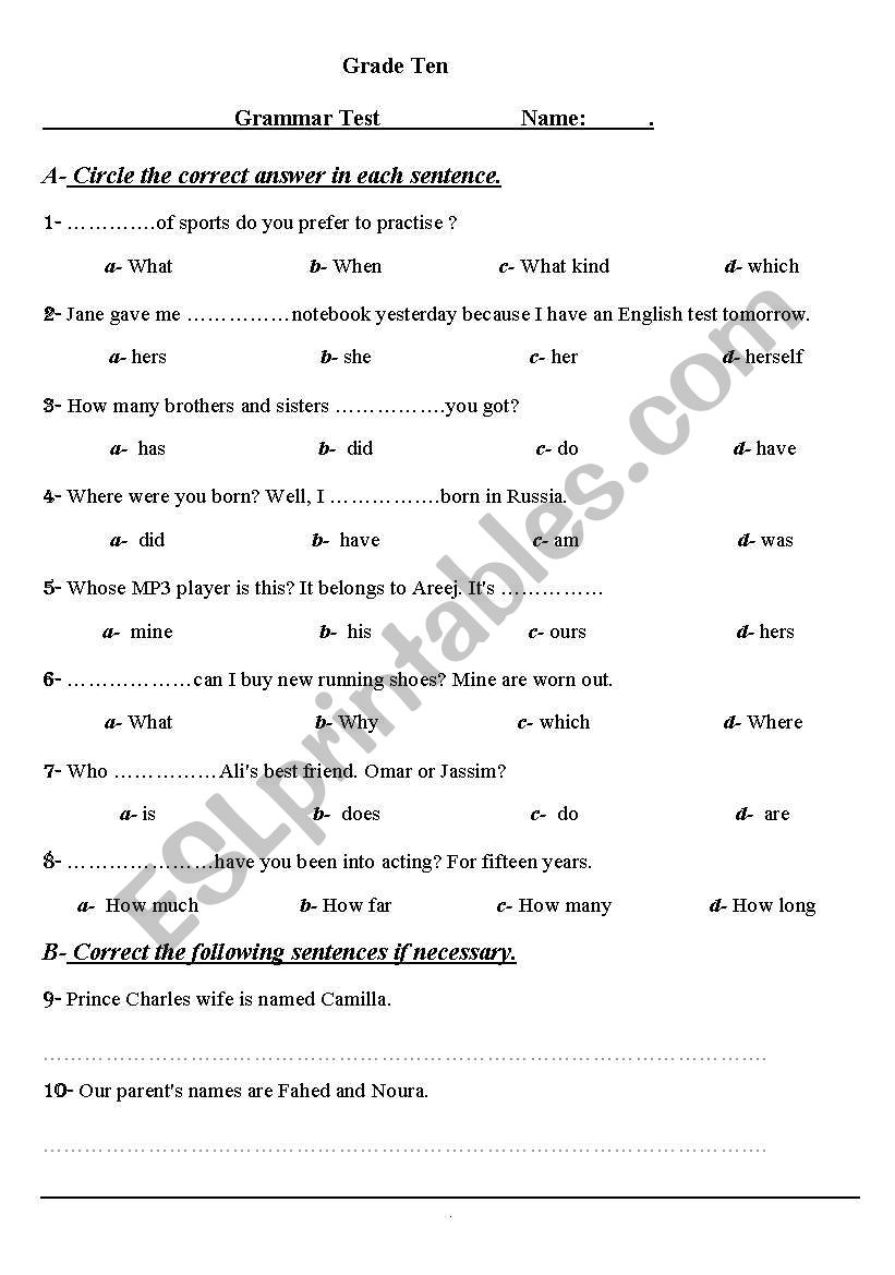 grammar 7 vocabulary worksheet