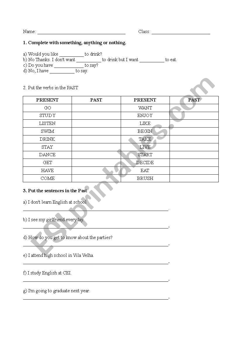 PAST SIMPLE ( REG AND IRREG ) worksheet