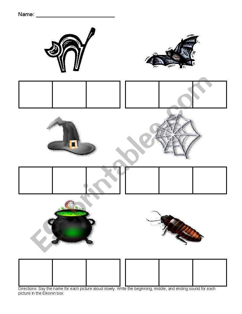 English worksheets: Halloween CVC game
