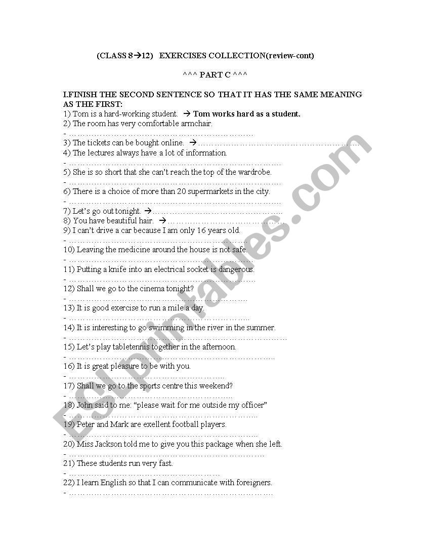 bai tap tieng anh 12 worksheet