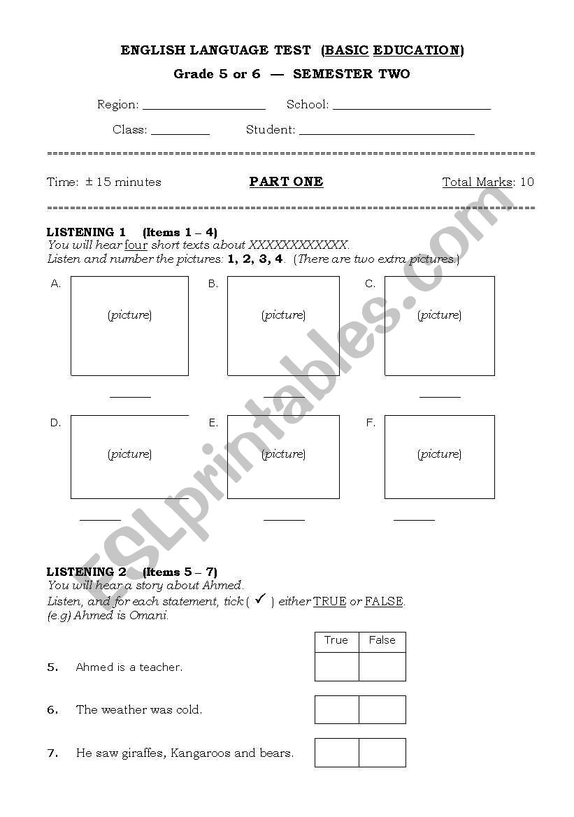 family worksheet