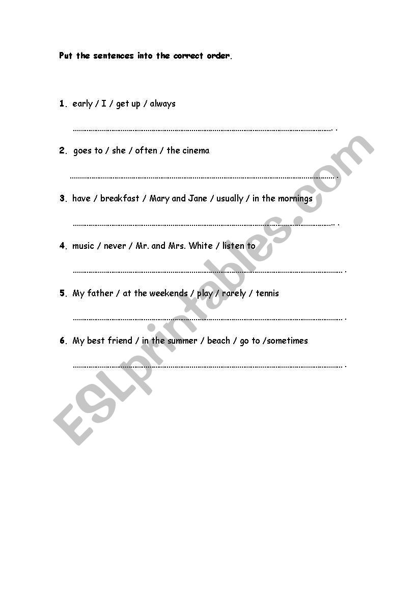 FREQUENCY ADVERBS (EXERCISE) worksheet