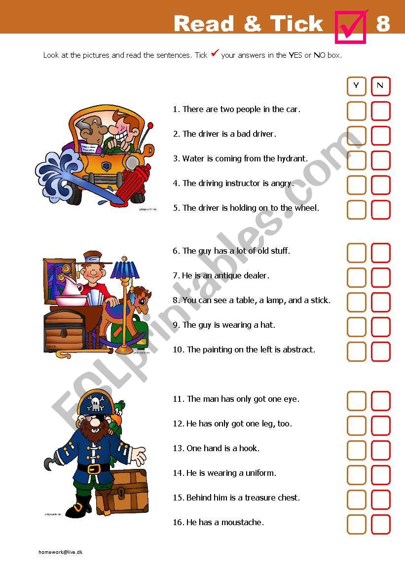 Read & Tick 8 worksheet