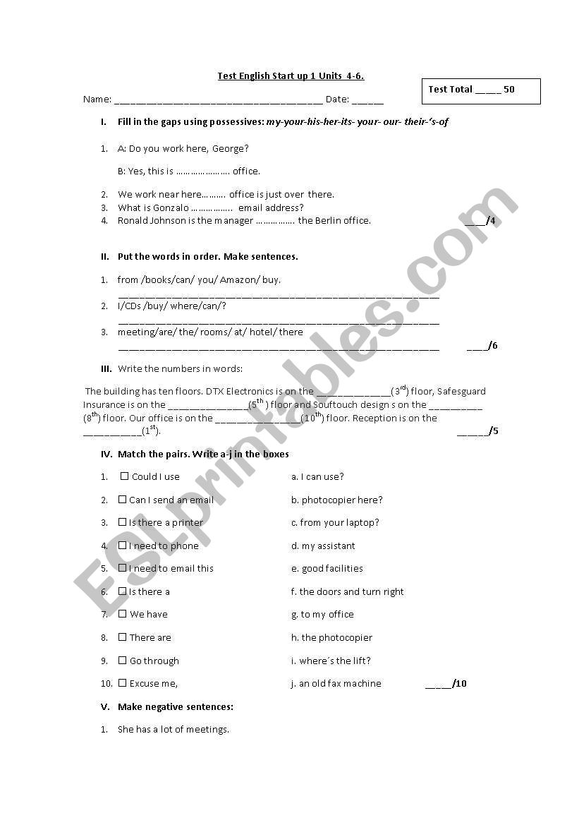 English start up 1 test units 4-6