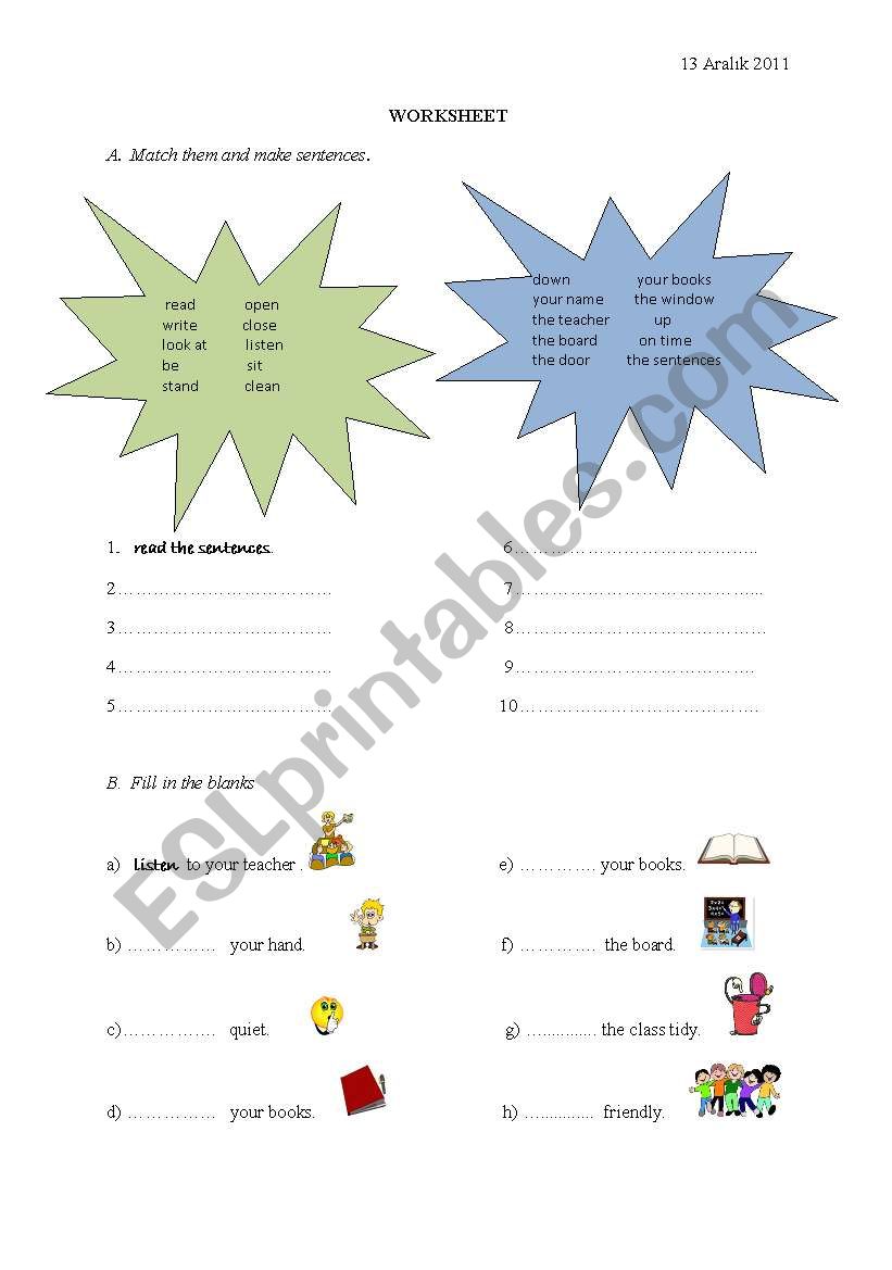 classroom rules worksheet