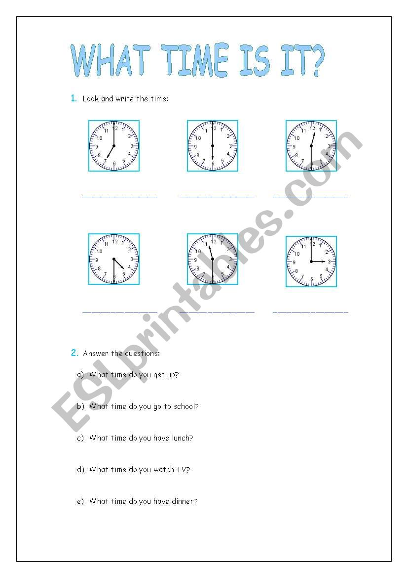 What time is it? worksheet