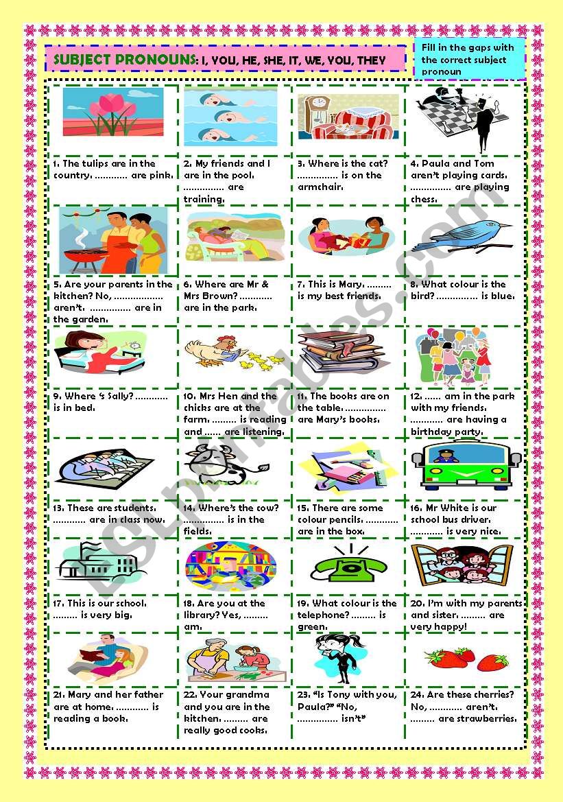 Subject pronouns (+ key) worksheet