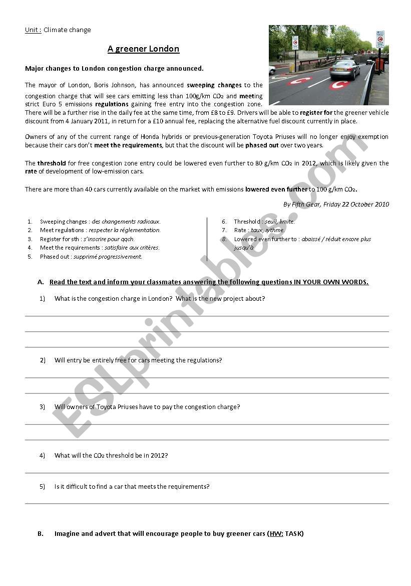 Climate change worksheet