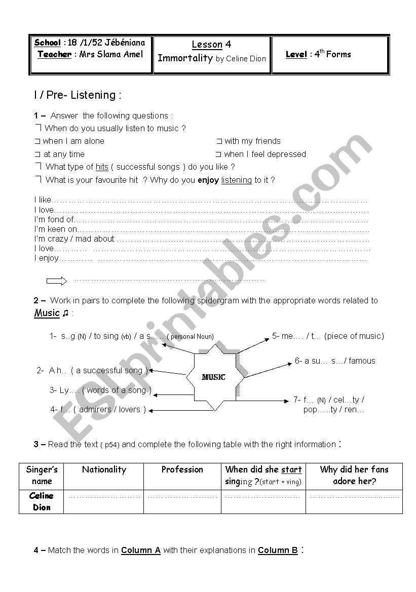 Music worksheet